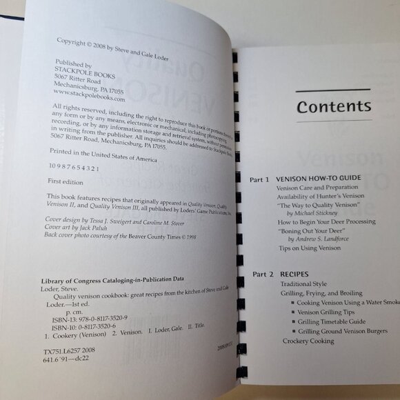 Quality Venison Cookbook Deer Recipes Loder 2008 Hunter Grilling Crockpot Guide - Picture 3 of 9